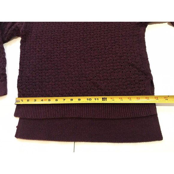Ann Taylor LOFT Long Sleeve Pullover Knit Sweater Hi Low Hem Burgundy Small S - Picture 10 of 12